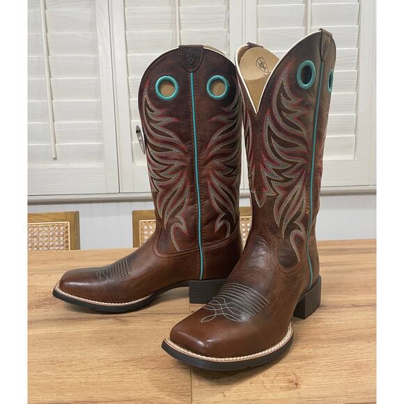 Ariat Womens Round Up Ryder Western Boot Sassy Brown Leather Size 9.5 NIB Cowboy - Picture 3 of 15